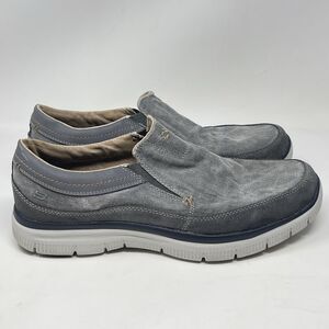 Skechers Hinton Ortego Shoes Mens 12 Gray Canvas Denim Look Slip On Sneakers